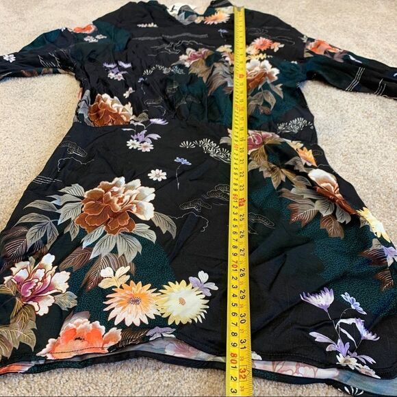 Zara Black long sleeve floral Camila minidress Sz XS NWT - Picture 8 of 10
